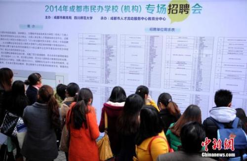 资料图:民办学校招聘会。<a target='_blank' href='http://www.chinanews.com/' _fcksavedurl='http://www.chinanews.com/'></table>中新社</a>发 刘忠俊 摄