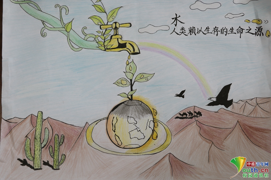 四川一高校志愿者手绘漫画呼吁保护母亲河