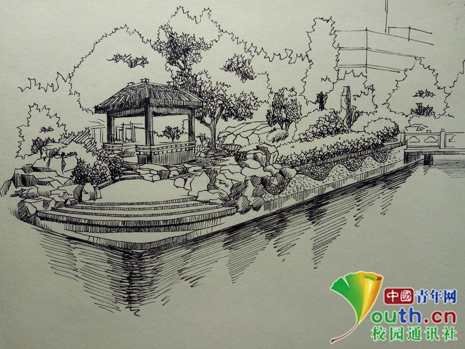安徽高校大学生手绘校园风景表白学校